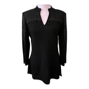 Vintage Wang Black Acrylic Blend See-Through Sleeves & Back Tunic S​